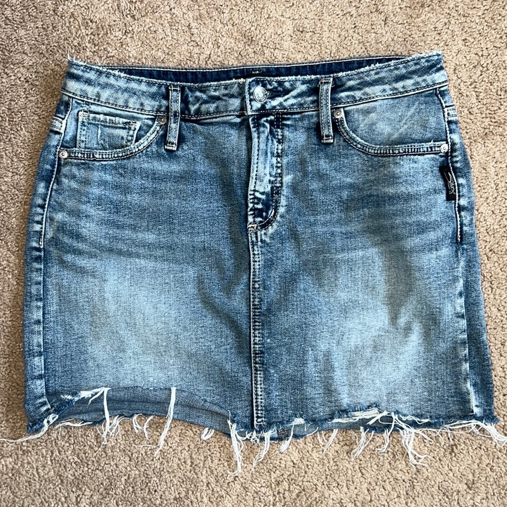 Silver Jeans Cut Off Denim Jean Mini Skirt Y2K 4
